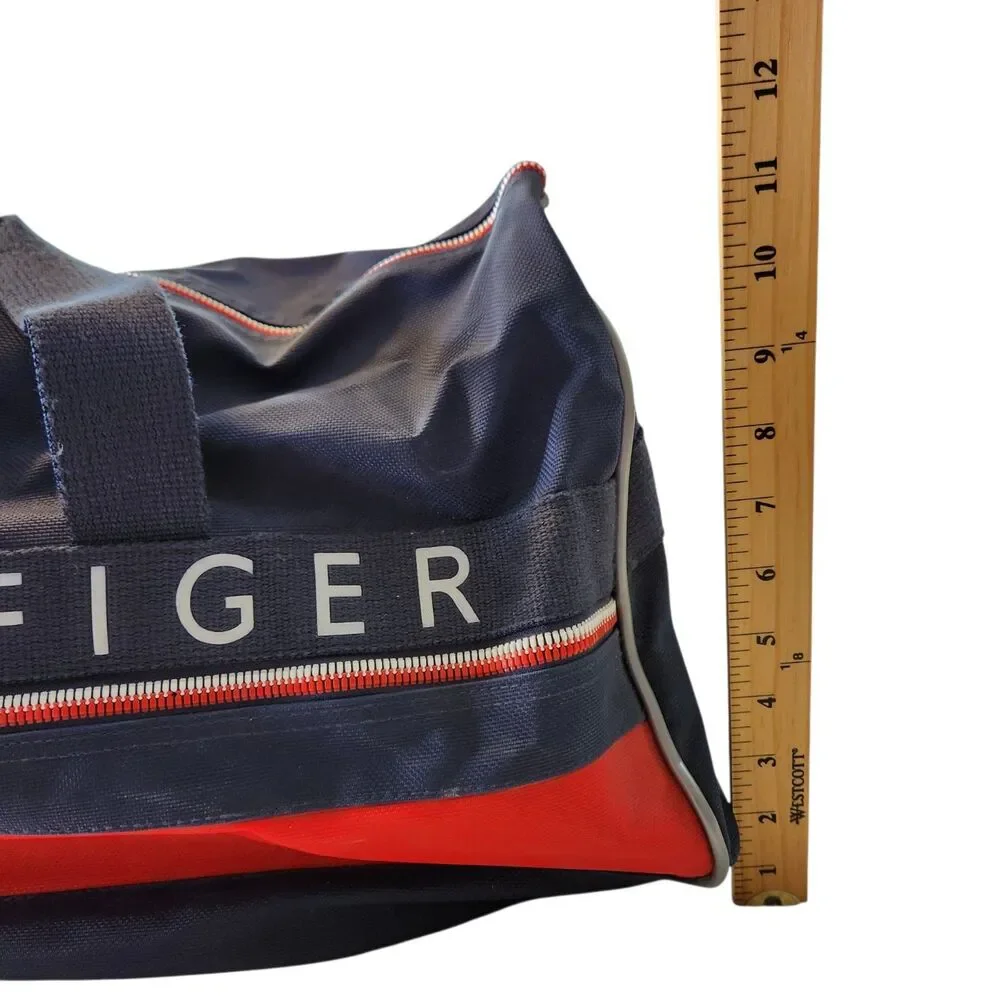 Vintage Tommy Hilfiger Duffle Bag Spellout Color Block 24” Weekender Gym w/Strap
